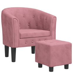 Fauteuil cabriolet avec repose-pied rose velours