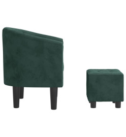 Fauteuil cabriolet avec repose-pied vert foncé velours