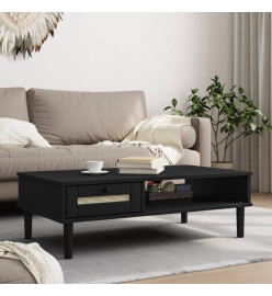 Table basse SENJA aspect rotin noir 100x55x33 cm bois massif