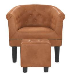 Fauteuil cabriolet avec repose-pied marron similicuir