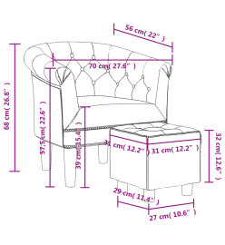 Fauteuil cabriolet avec repose-pied marron similicuir