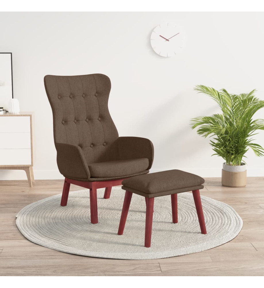 Chaise de relaxation avec repose-pied Marron Tissu