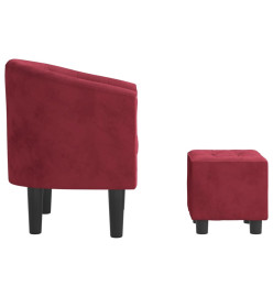 Fauteuil cabriolet avec repose-pied rouge bordeaux velours