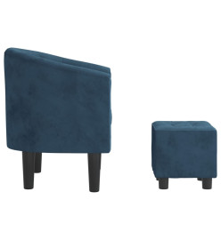 Fauteuil cabriolet avec repose-pied bleu foncé velours