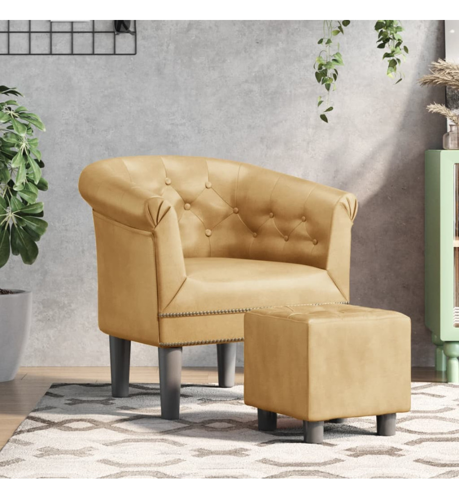 Fauteuil cabriolet avec repose-pied doré similicuir