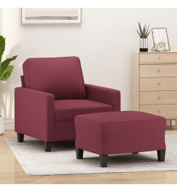 Fauteuil avec repose-pied Rouge bordeaux 60 cm Tissu