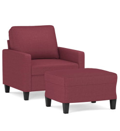 Fauteuil avec repose-pied Rouge bordeaux 60 cm Tissu