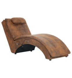 Chaise longue de massage avec oreiller Marron Similicuir daim