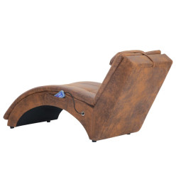 Chaise longue de massage avec oreiller Marron Similicuir daim