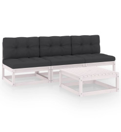 Salon de jardin 4 pcs avec coussins Bois de pin massif