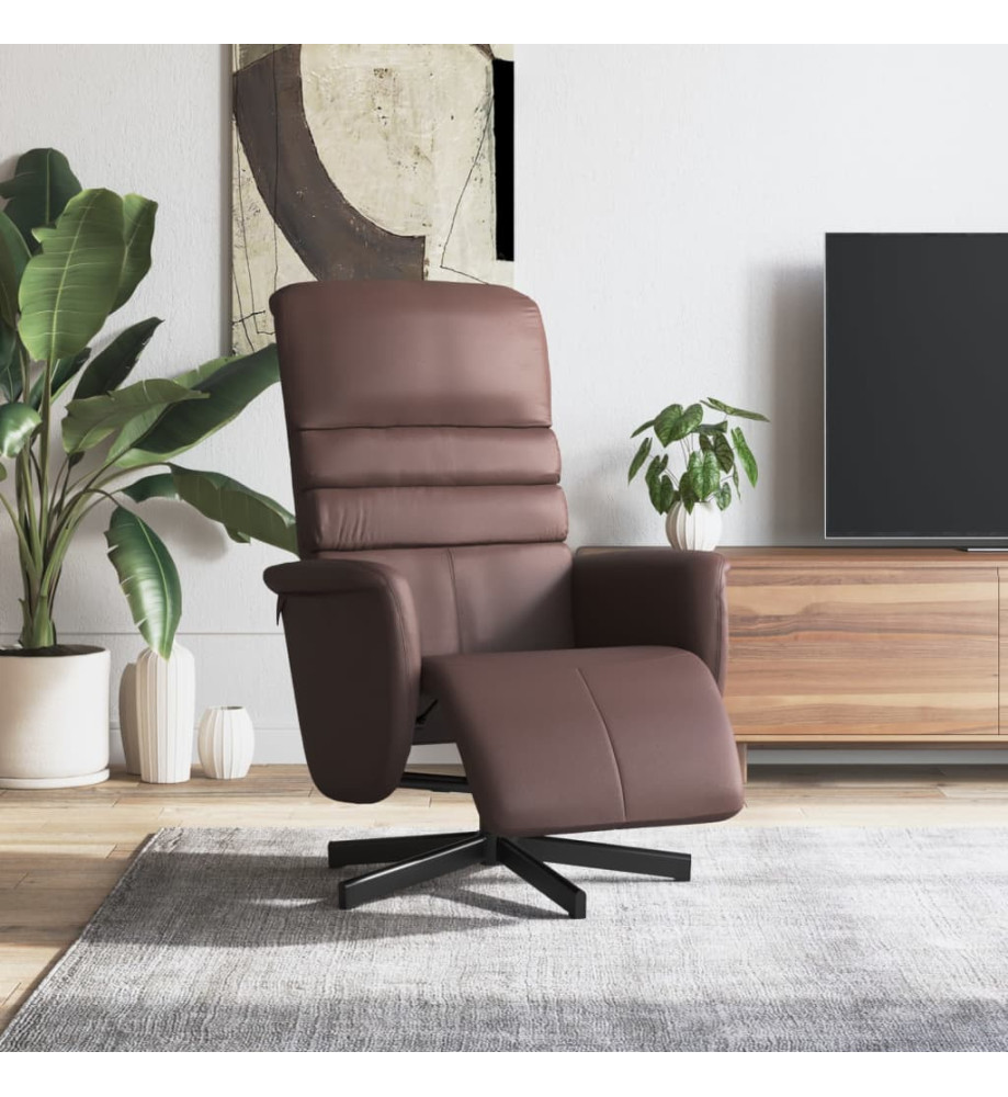 Fauteuil inclinable avec repose-pieds marron similicuir