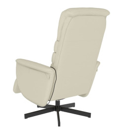 Fauteuil inclinable de massage et repose-pieds crème similicuir