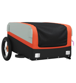 Remorque pour vélo noir et orange 30 kg fer