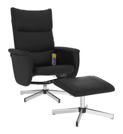 Fauteuil inclinable de massage avec repose-pied noir similicuir