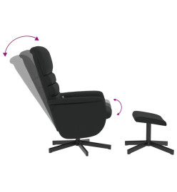 Fauteuil inclinable de massage avec repose-pied noir similicuir