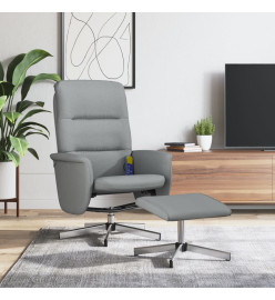 Fauteuil inclinable de massage et repose-pied gris clair tissu