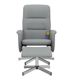 Fauteuil inclinable de massage et repose-pied gris clair tissu