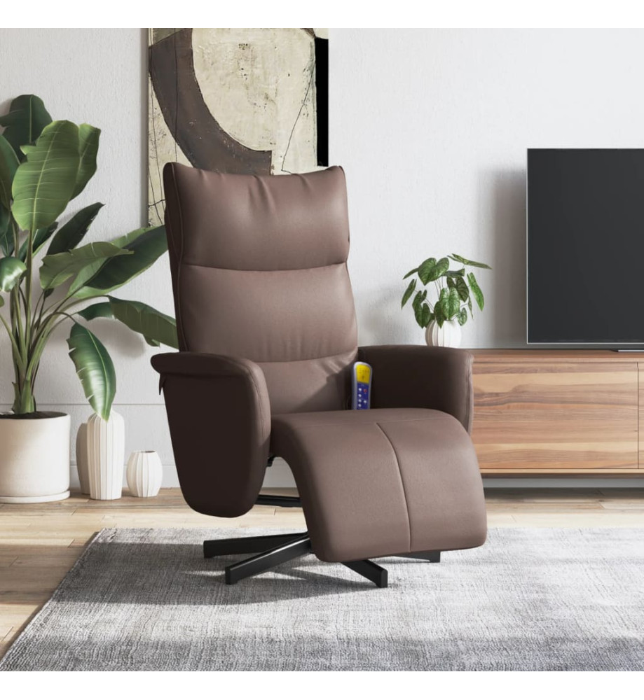 Fauteuil inclinable de massage repose-pieds marron similicuir