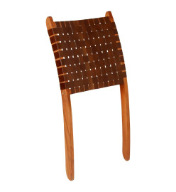 Chaise pliable Bandes croisées Marron Cuir véritable