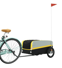 Remorque pour vélo noir et jaune 45 kg fer