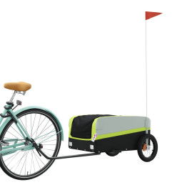 Remorque pour vélo noir et vert 30 kg fer