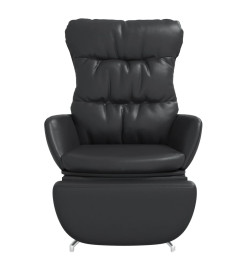 Chaise de relaxation et repose-pied Noir Cuir et similicuir