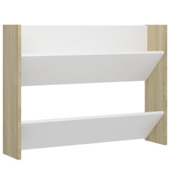 Armoires à chaussures murales 2 pcs Blanc et chêne 80x18x60 cm