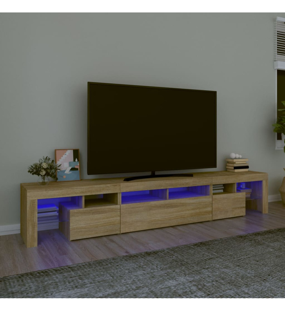 Meuble TV avec lumières LED Chêne sonoma 230x36,5x40 cm