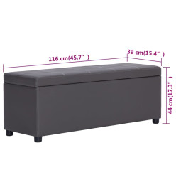 Banc avec compartiment de rangement 116 cm Gris Similicuir