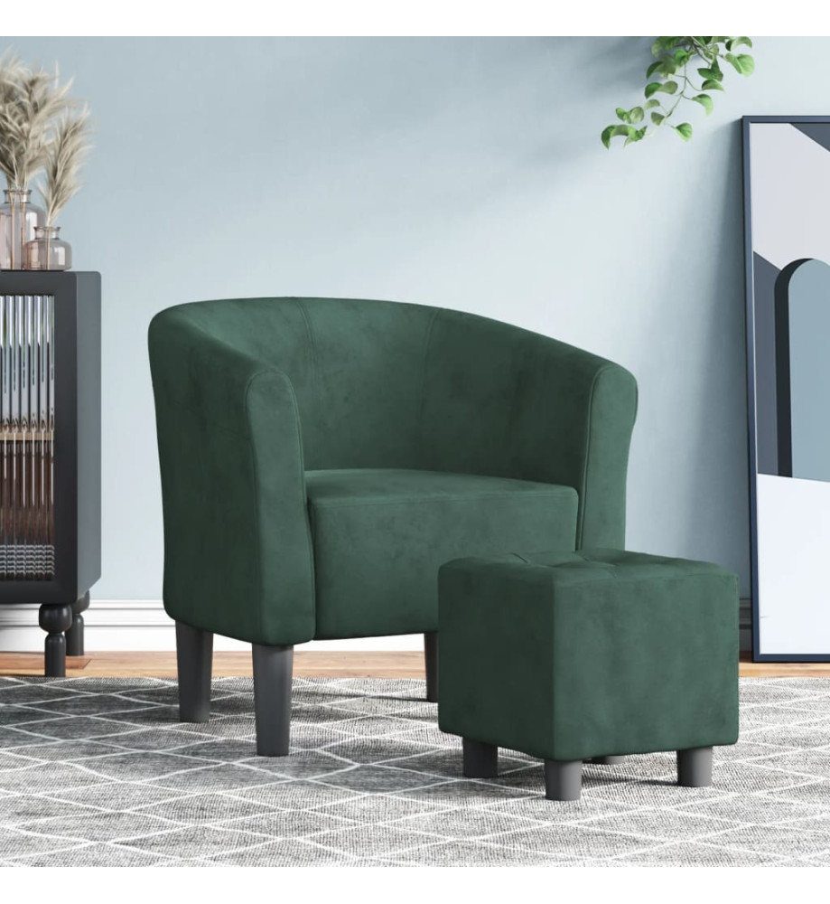 Fauteuil cabriolet avec repose-pied vert foncé velours