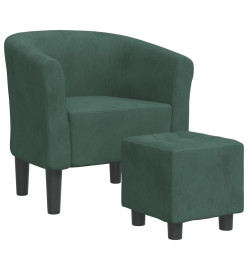 Fauteuil cabriolet avec repose-pied vert foncé velours