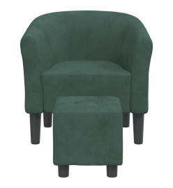 Fauteuil cabriolet avec repose-pied vert foncé velours