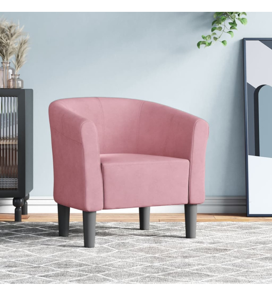 Fauteuil cabriolet rose velours