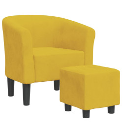 Fauteuil cabriolet avec repose-pied jaune velours