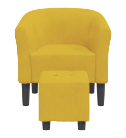 Fauteuil cabriolet avec repose-pied jaune velours