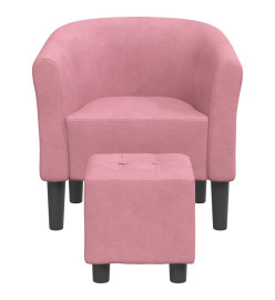 Fauteuil cabriolet avec repose-pied rose velours