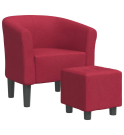 Fauteuil cabriolet avec repose-pied rouge bordeaux tissu