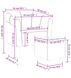 Fauteuil cabriolet avec repose-pied gris clair tissu