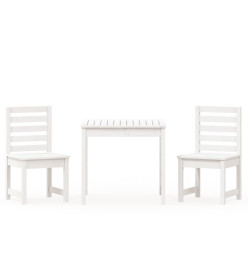 Ensemble de bistrot de jardin 3 pcs blanc bois de pin massif