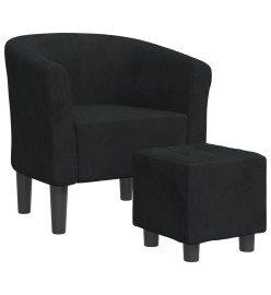 Fauteuil cabriolet avec repose-pied noir velours