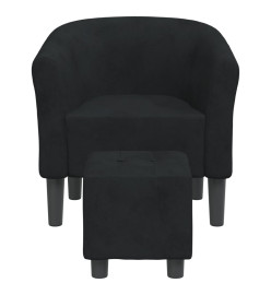 Fauteuil cabriolet avec repose-pied noir velours