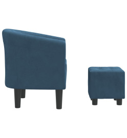 Fauteuil cabriolet avec repose-pied bleu foncé velours