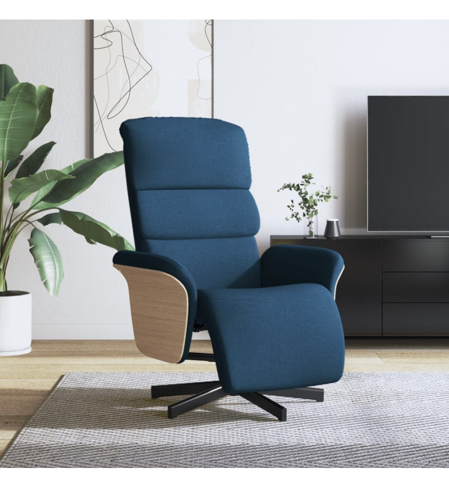 Fauteuil inclinable avec repose-pieds bleu tissu