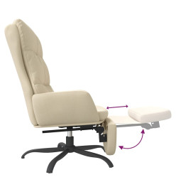 Chaise de relaxation avec repose-pied Crème Tissu