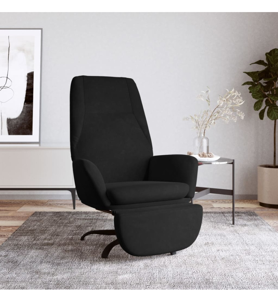 Chaise de relaxation avec repose-pied Noir Velours