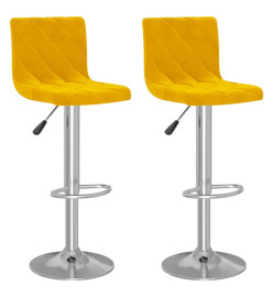 Tabourets de bar lot de 2 jaune moutarde velours