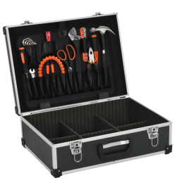 Valise à outils 46 x 33 x 16 cm Noir Aluminium