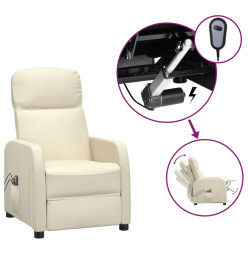 Fauteuil électrique de massage Crème blanc Similicuir