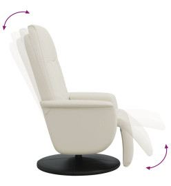 Fauteuil inclinable de massage et repose-pieds crème similicuir