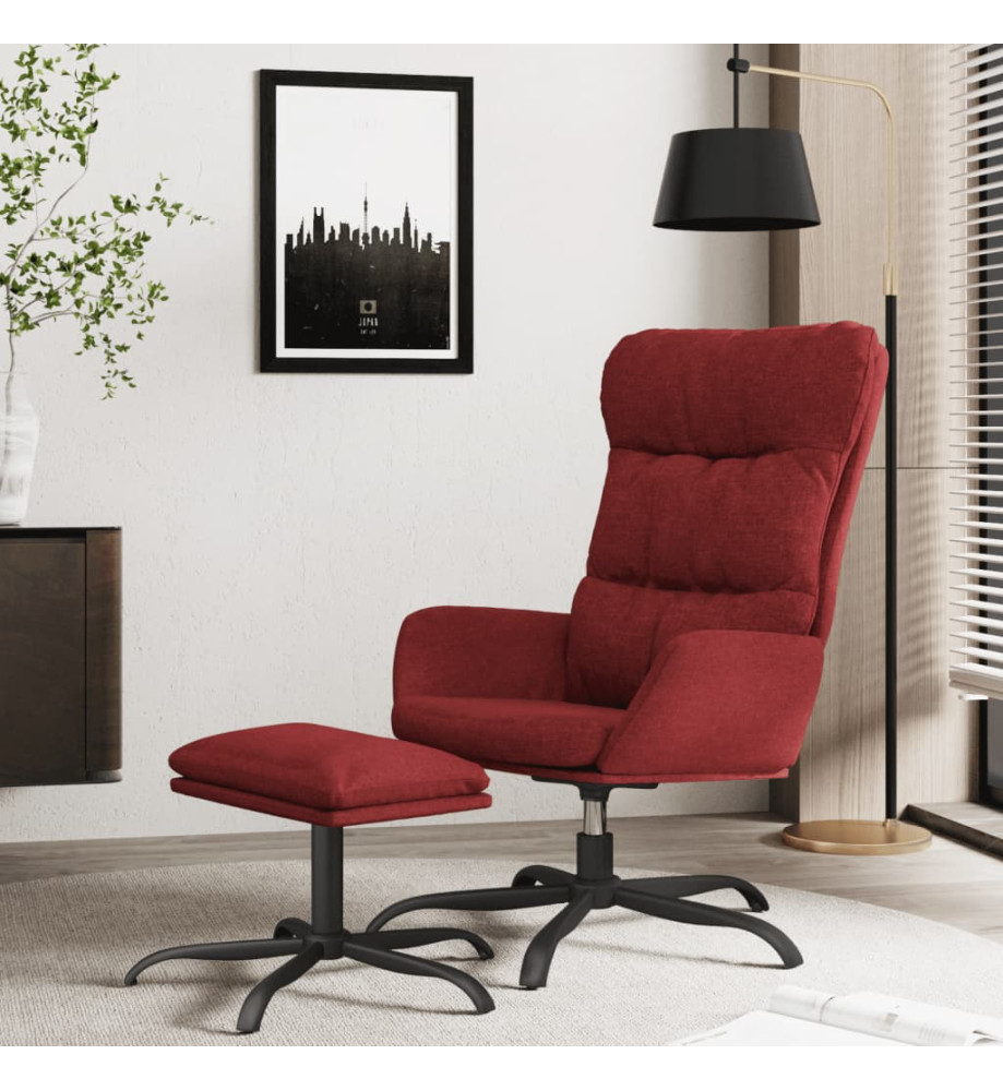 Chaise de relaxation avec tabouret Rouge bordeaux Tissu